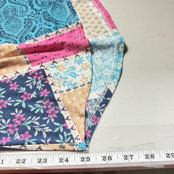 Honeyme Patchwork‎ Top Womens Small Boho Tank Floral Print Shirt Sleeveless - Picture 6 of 6